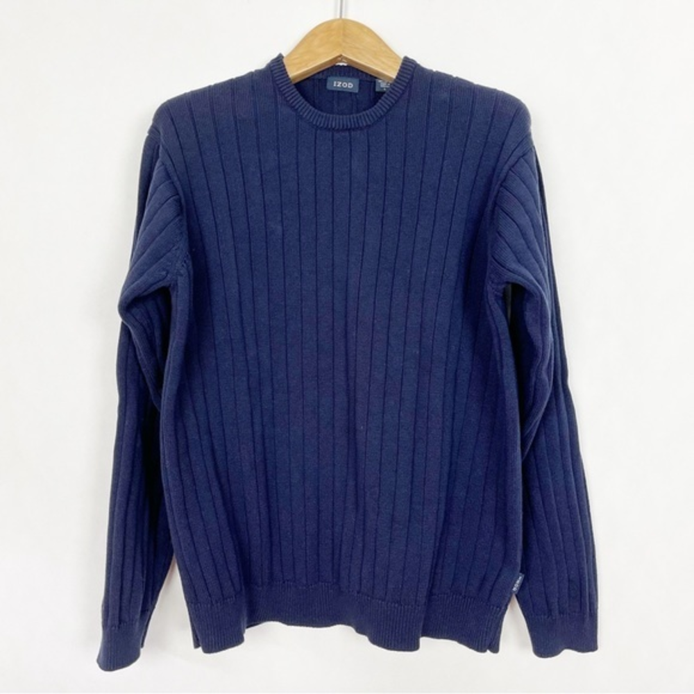 Izod Men’s Navy Blue Large Cotton Crewneck Sweater Nautical
